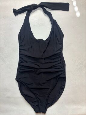 Miraclesuit Black Sculpting Halter Underwire Swimsuit, size 16